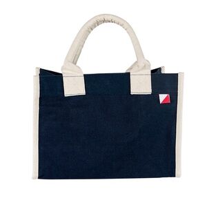Shore Bags Navy Canvas Tote with Cream Handles